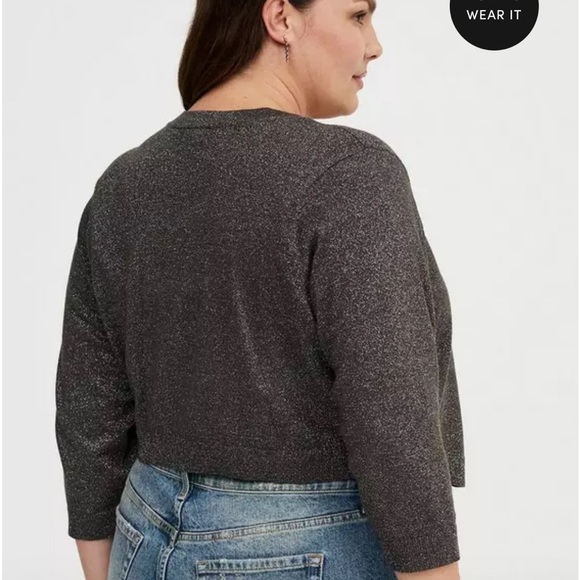 New Torrid  Metallic Open-Front shrug  - Gray Sz 3x - Picture 4 of 5